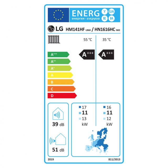 Αντλία Θερμότητας Διαιρούμενου Τύπου LG THERMA V HM141HF.UB60/HN1616HC.NK0 R290 14kW (1Φ)