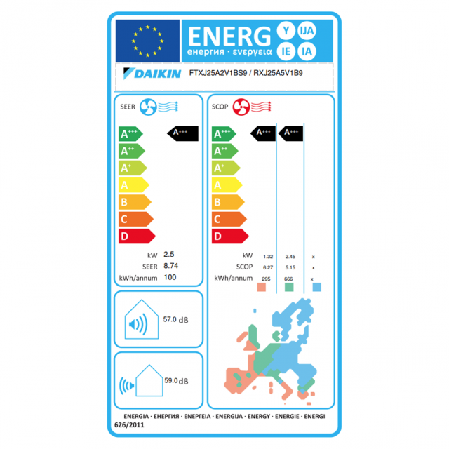 Κλιματιστικό Daikin Emura FTXJ25AS9/RXJ25A9 Inverter WiFi 9000 BTU A+++