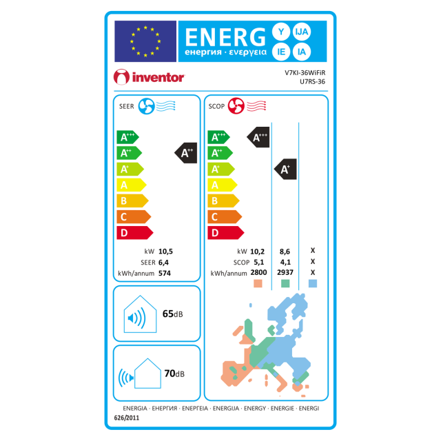 Κλιματιστικό Δαπέδου/Οροφής Inventor V7KI-36WiFiR/U7RS-36 Inverter