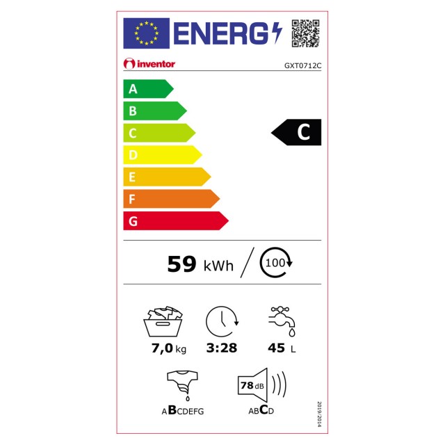 Πλυντήριο Ρούχων Άνω Φόρτωσης Inventor GXT0712C 7kg