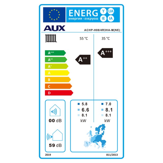 Αντλία Θερμότητας Monoblock AUX ACHP-H08/4R3HA-M(NE) R32 8KW 1Φ (0694853794157)