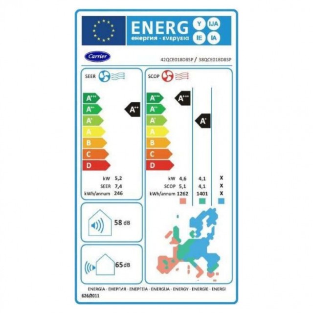 Κλιματιστικό Carrier Cyra 38QCE018D8SP/42QCE018D8SP Inverter WiFi 18000 BTU A++