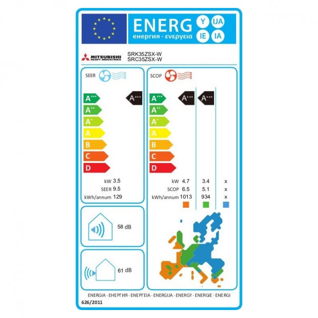 Κλιματιστικό Mitsubishi Heavy Industries Diamond SRK/SRC-35ZSX-W Inverter 12000 BTU A+++