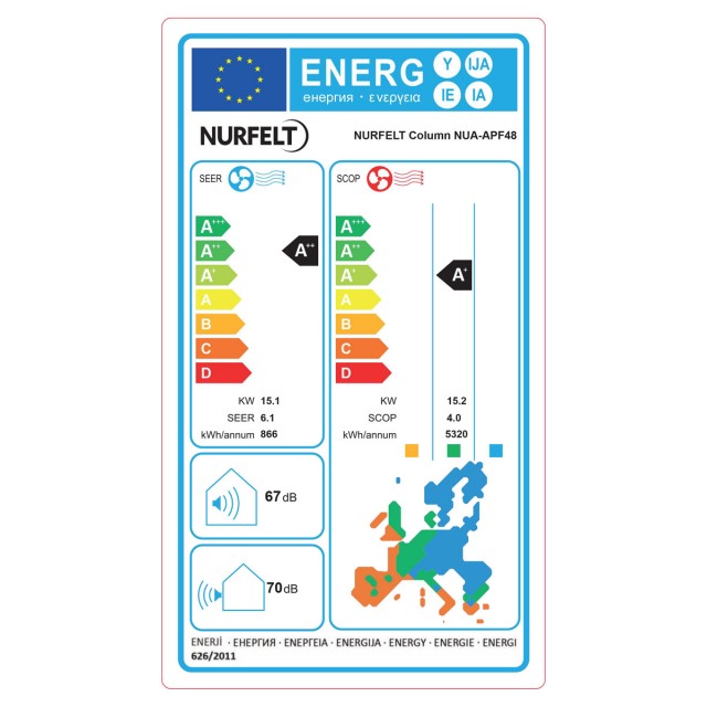 Κλιματιστικό Ντουλάπα Nurfelt NUA-APF48I/NUA-APF48O Inverter