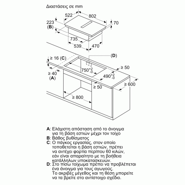 Εντοιχιζόμενη Εστία Επαγωγική Bosch PVQ811H26E με ενσωματωμένο απορροφητήρα