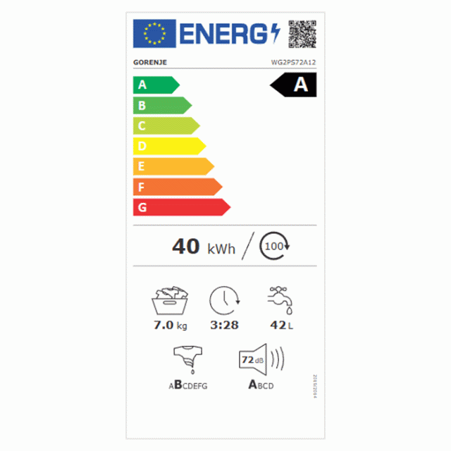 Πλυντήριο Ρούχων Gorenje WG2PS72A12 7kg (033023001)
