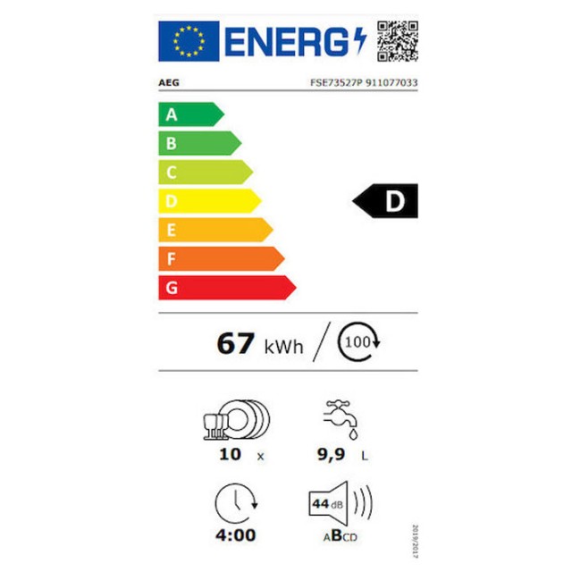 Εντοιχιζόμενο Πλυντήριο Πιάτων AEG FSE73527P