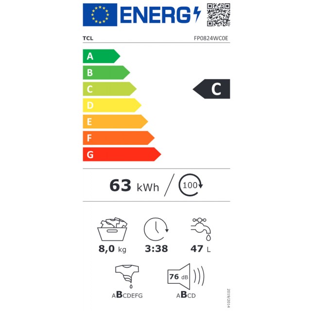 Πλυντήριο ρούχων TCL FP0824WC0 8kg